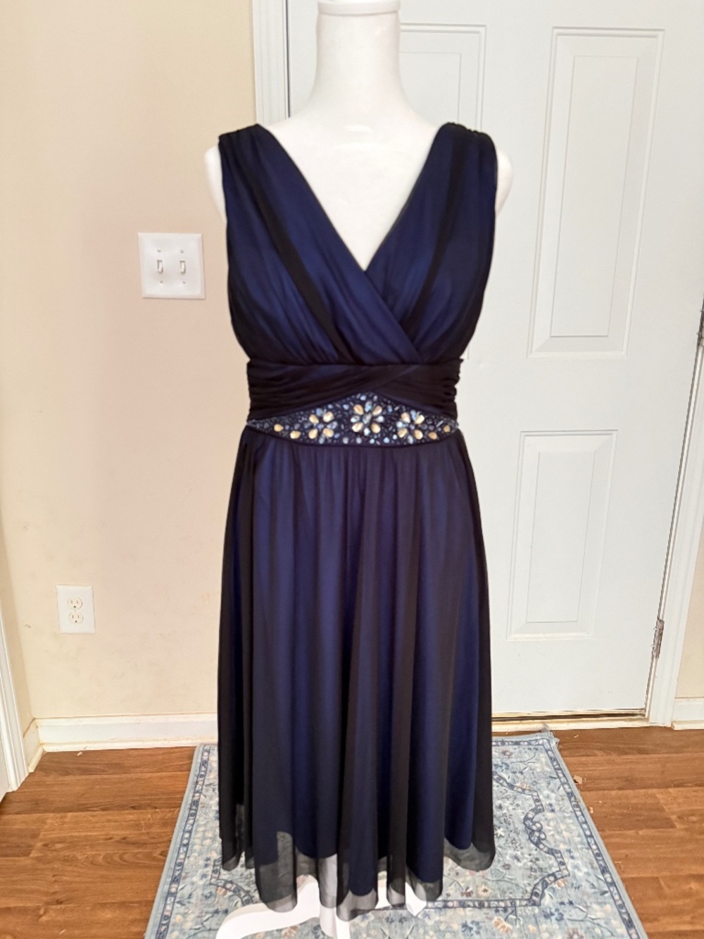 La Nouvelle Renaissance Beaded Cocktail Dress Blue Black Sz 6